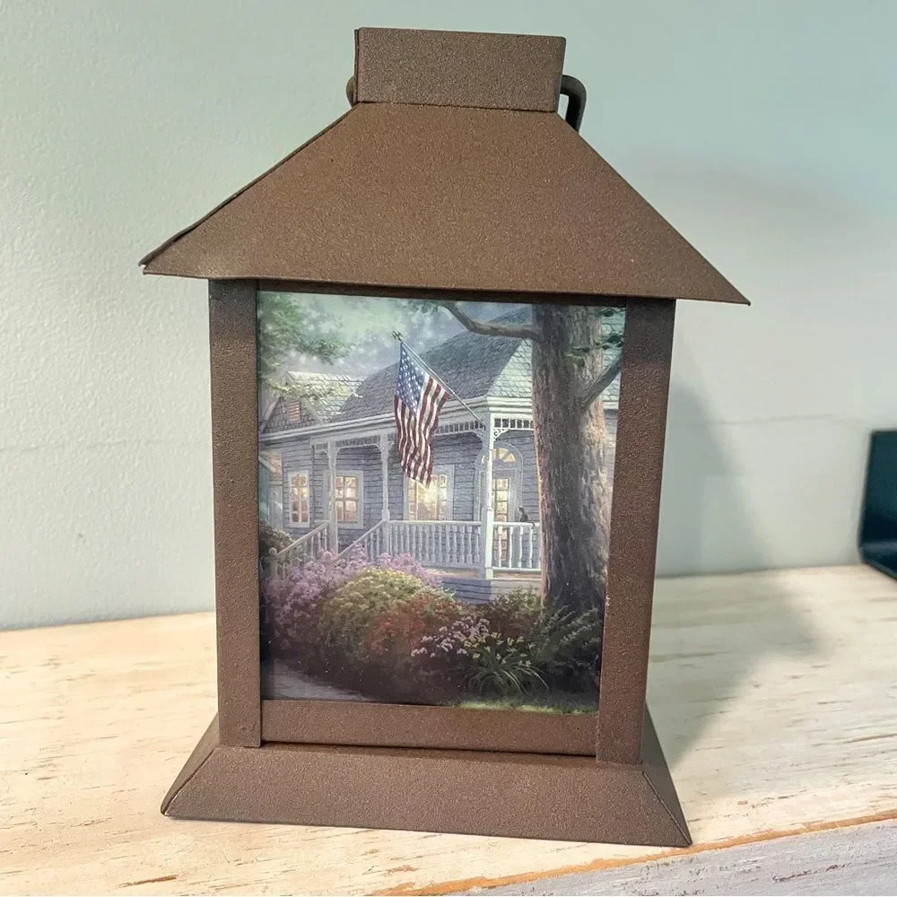 Thomas Kinkade Hometown Pride Lantern | Patriotic Americana Home Decor
